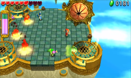 Screenshot de Tri Force Heroes : Niveau 8-2 – Fort aux Fourberies