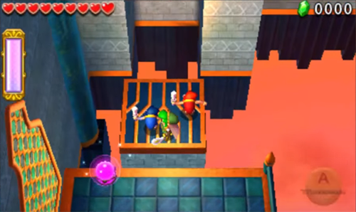 Screenshot de Tri Force Heroes : Niveau 8-3 – Fort du Dragon