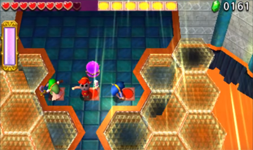 Screenshot de Tri Force Heroes : Niveau 8-3 – Fort du Dragon