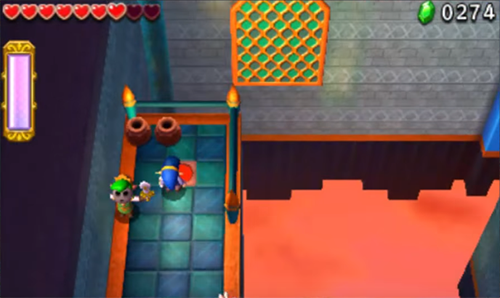 Screenshot de Tri Force Heroes : Niveau 8-3 – Fort du Dragon