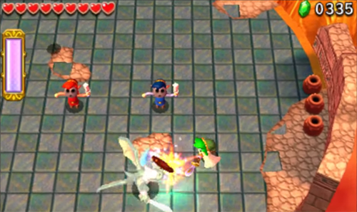 Screenshot de Tri Force Heroes : Niveau 8-3 – Fort du Dragon