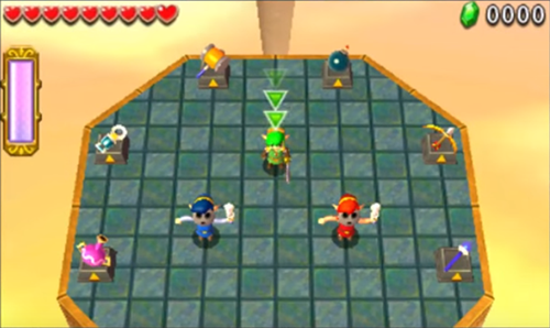 Screenshot de Tri Force Heroes : Niveau 8-4 – Temple du Ciel