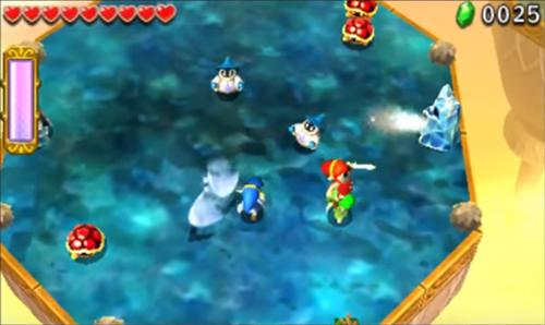 Screenshot de Tri Force Heroes : Niveau 8-4 – Temple du Ciel