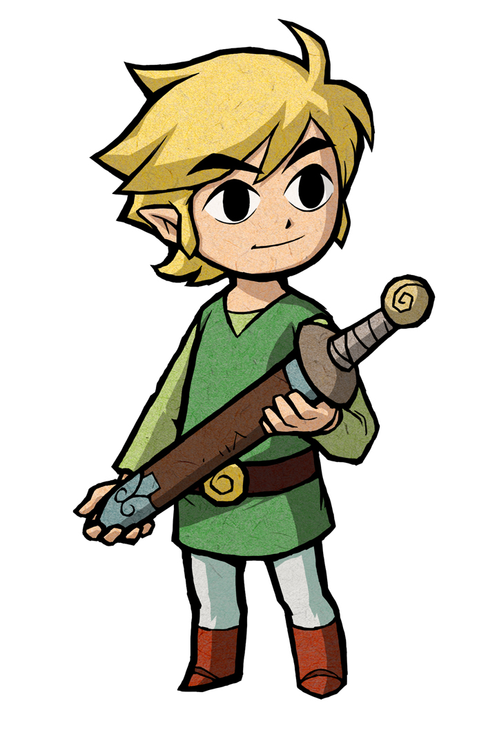 Link tenant son épée (Artwork - Artworks de Link - The Minish Cap)