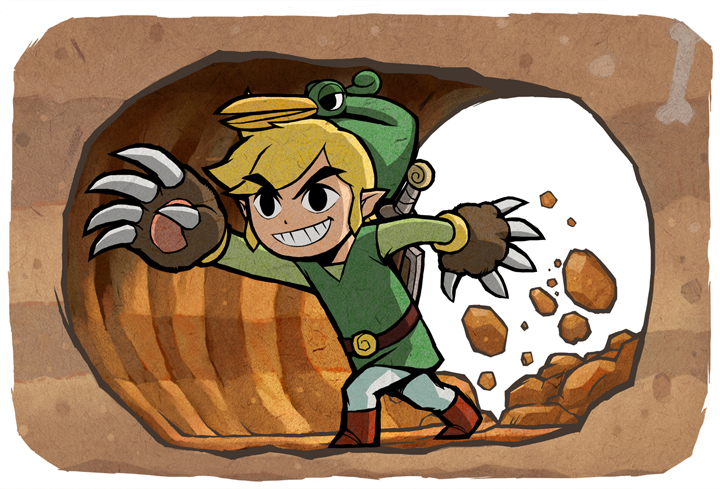 Link utilisant les Griffes de Taupe (Artwork - Artworks de Link - The Minish Cap)