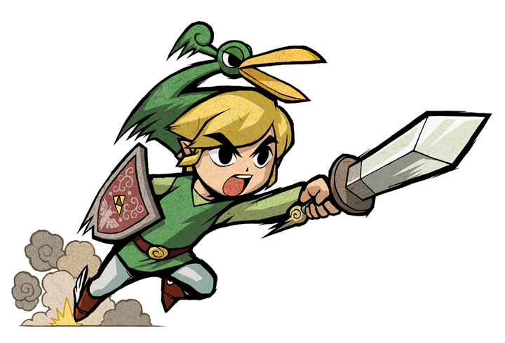 Link en pleine attaque (Artwork - Artworks de Link - The Minish Cap)