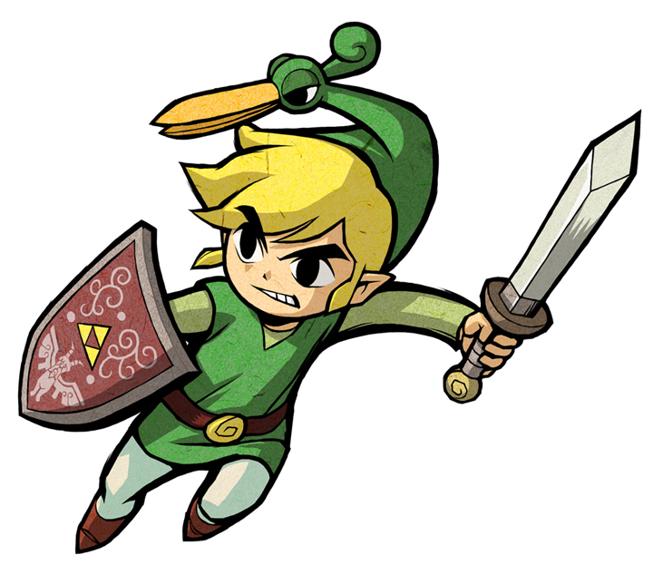 Link bondissant pour attaquer (Artwork - Artworks de Link - The Minish Cap)