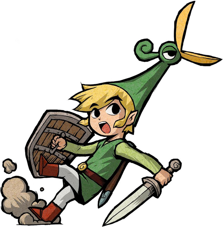 Exelo traînant Link dans une direction (Artwork - Artworks de Link - The Minish Cap)