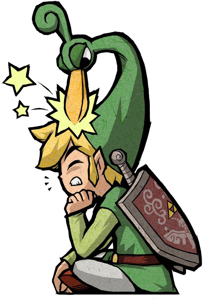 Exelo frappant Link sur son crâne (Artwork - Artworks de Link - The Minish Cap)