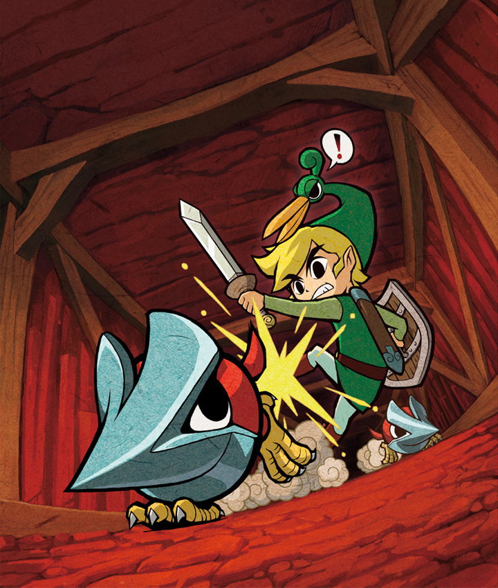 Link évitant des helmasaurs (Artwork - Illustrations - The Minish Cap)