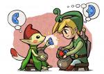 Link et un Minish échangeant un Fragment du Bonheur