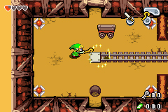 Link utilisant le Bâton Sauteur sur un wagon (Screenshot - The Minish Cap)