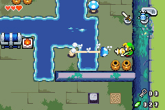 Link aspirant un champignon avec le Pot Magique (Screenshot - The Minish Cap)