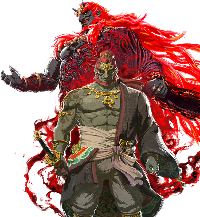 Ganondorf dans ses deux formes (Artwork - Personnages principaux - Tears of the Kingdom)