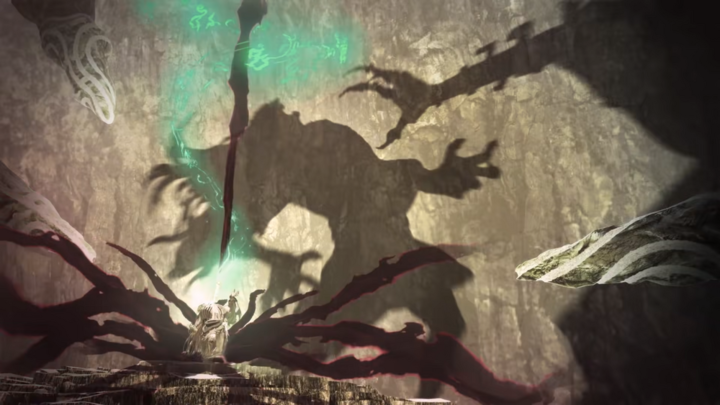 Gerudo se faisant scellé par un bras dont on devine la silhouette (Screenshot - Screenshots issus de l'E3 2019- Tears of the Kingdom)