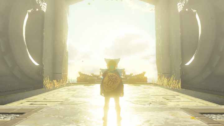 Link ouvrant les portes d'une île céleste (Screenshot - Screenshots issus du Nintendo Direct de septembre 2022- Tears of the Kingdom)