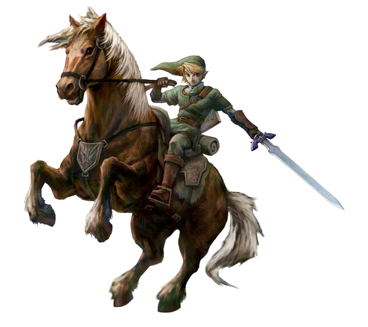 Link chevauchant Epona (Artwork - Personnages - Twilight Princess)