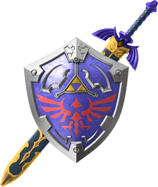 La Master Sword avec le Bouclier d'Hylia (Artwork - Concepts Arts d'objets - Twilight Princess)