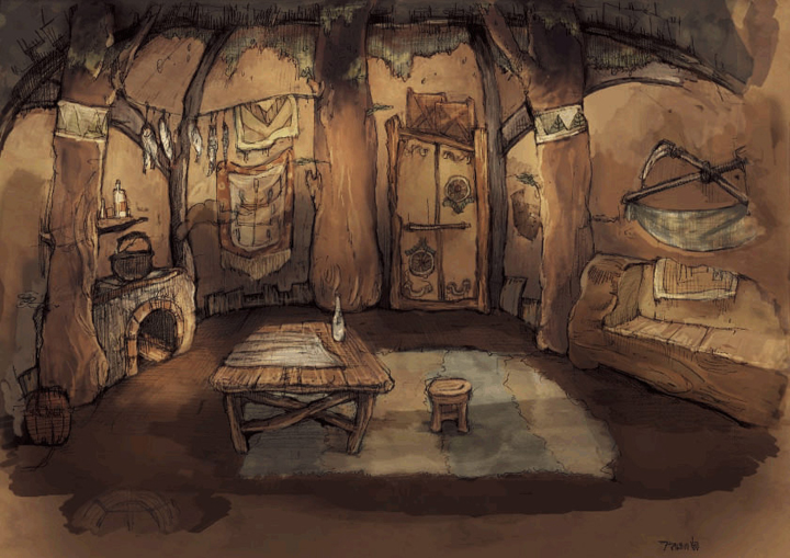 Intérieur d'une maison (Artwork - Concepts Arts de lieux - Twilight Princess)