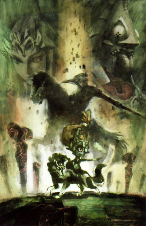 Concept art d'une illustration présentant les protagonistes principaux (Artwork - Illustrations - Twilight Princess)