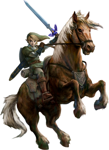 Link chevauchant Epona (Artwork - Personnages - Twilight Princess)