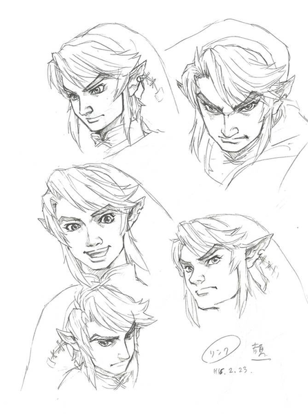 Expressions faciales sévères de Link (Artwork - Concepts Arts de personnages - Twilight Princess)