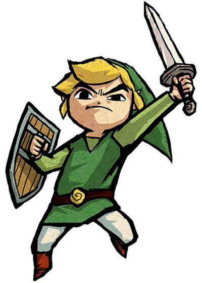 Link réalisant une attaque sauté (Artwork - Personnages - The Wind Waker)