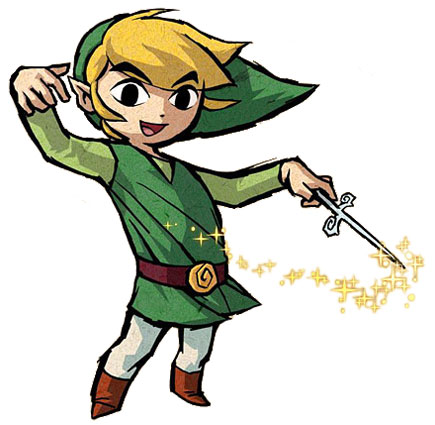 Link tenant la baguette du vent (Artwork - Personnages - The Wind Waker)
