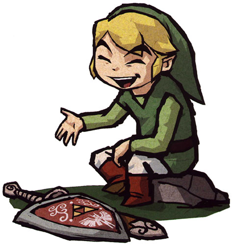 Link se reposant les équipements à terre (Artwork - Personnages - The Wind Waker)