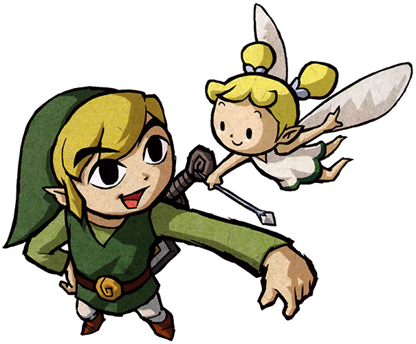 Link avec une petite fée (Artwork - Personnages - The Wind Waker)