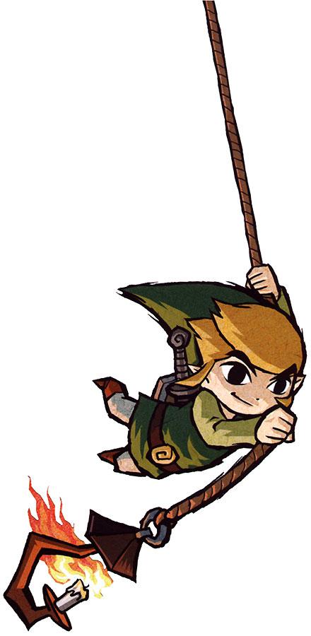 Link se balançant à une corde (Artwork - Personnages - The Wind Waker)