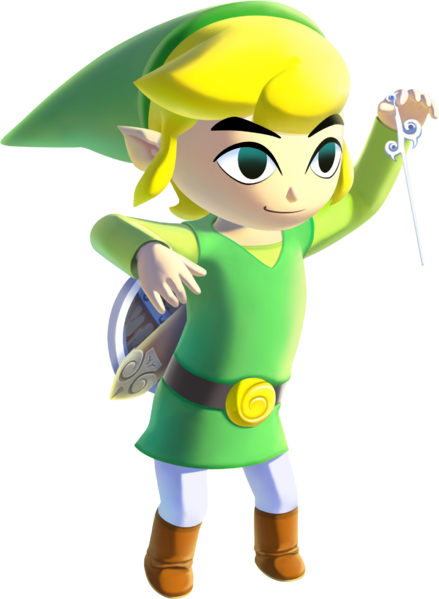 Link maniant la baguette (Artwork - Personnages (version WiiU) - The Wind Waker)
