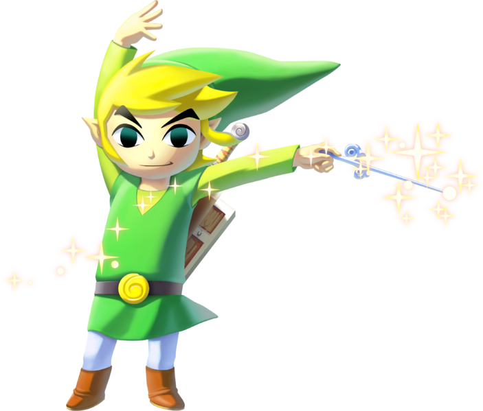 Link maniant la baguette du vent (Artwork - Personnages (version WiiU) - The Wind Waker)