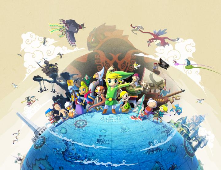 Illustration des principaux protagonistes sur la grande mer (Artwork - Illustrations - The Wind Waker)