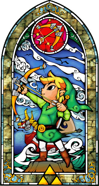 Vitraux représentant Link tirant à l'arc (Artwork - Illustrations - The Wind Waker)