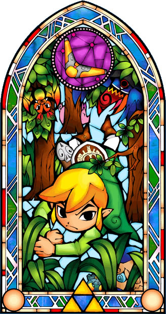 Vitraux représentant Link rampant dans la forêt  (Artwork - Illustrations - The Wind Waker)