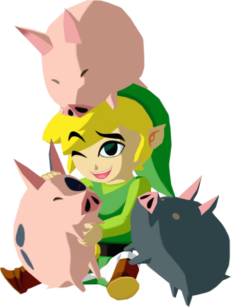 Artwork 3D de Link combattant un Moblin (Artwork - Personnages - The Wind Waker)