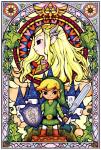 Vitraux représentant Link protégeant la princesse Zelda