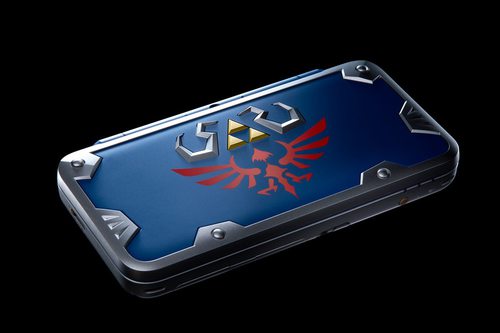 Aperçu de la New 2DS LL Hylian Shield Edition, console ouverte