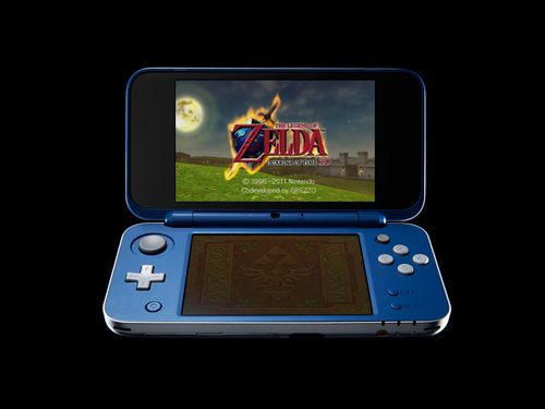 Aperçu de la New 2DS LL Hylian Shield Edition, console ouverte